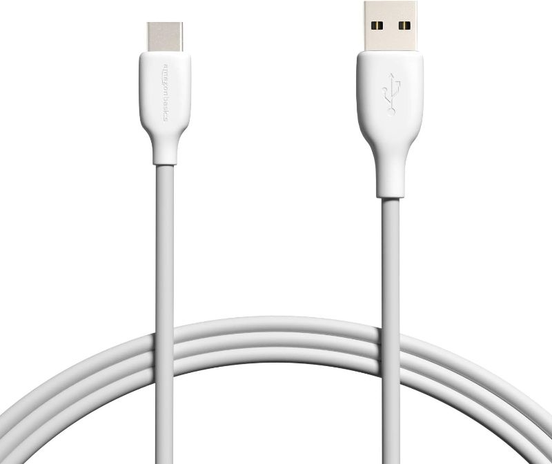 Photo 1 of Amazon Basics USB-C to USB-A 2.0 Fast Charging Cable, 480Mbps Transfer Speed, USB-IF Certified, 6 Foot, White (2 Pack)
