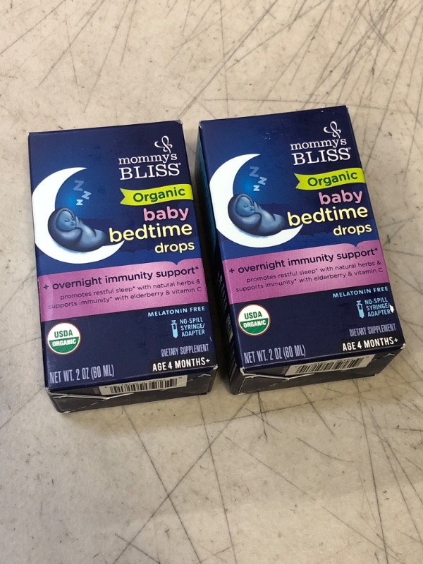 Photo 2 of [LOT OF 2] Mommy's Bliss Organic Baby Bedtime Drops + Overnight Immunity Support*, Promotes Restful Night, Melatonin Free, Age 4 Month+, 2 Fl Oz [EXP: 03/2025]