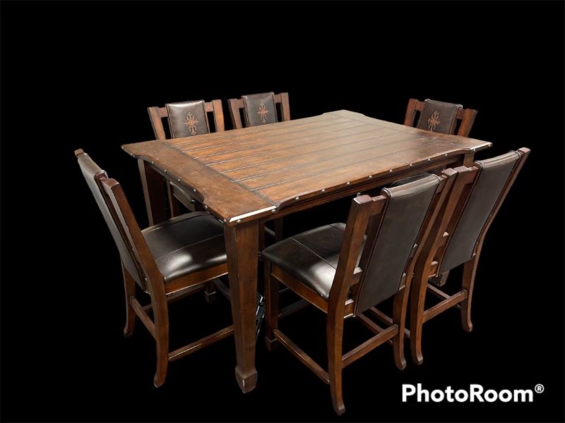 Photo 1 of DARK WOOD SLATE TOP DINING TABLE 64” X 46” H36” (CHAIRS SOLD SEPARATELY)