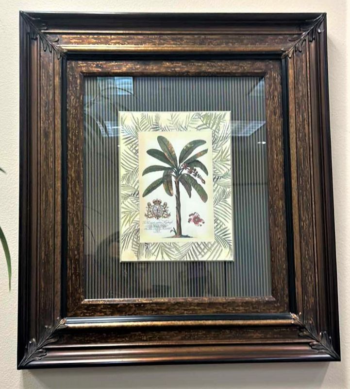 Photo 1 of ORNATE BRONZE AND BLACK FRAMED “ PALM TREE” BY TOMMY BAHAMA ARTWORK 32” x 37”