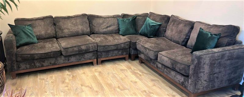 Photo 1 of J RAYMOND COLLECTION BROWN 4 PIECE SECTIONAL WITH PILLOWS 10’ x 8’