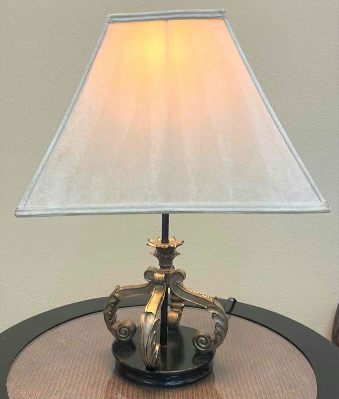 Photo 1 of 24” LAMP WIITH BEIGE FAUX SUEDE SHADE