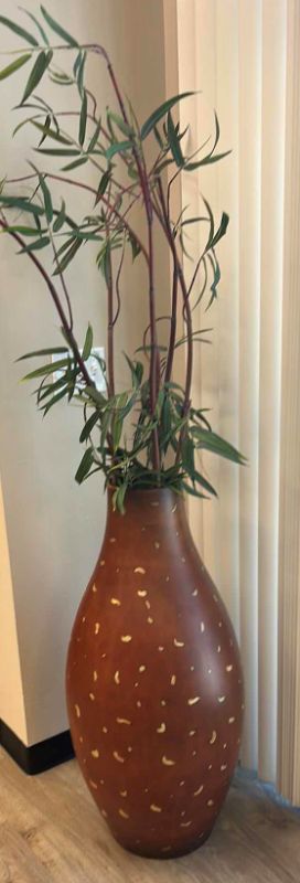 Photo 1 of TALL CERAMIC VASE WITH FAUX GREENERY ( HEIGHT WITHOUT GREENERY 3’4”)
