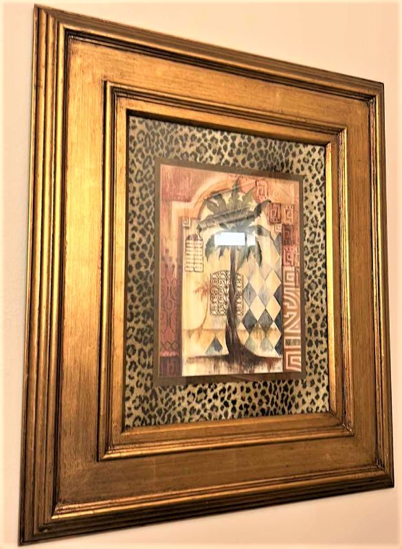 Photo 1 of WOOD FRAMED AGED GOLD “PALM TREE” BY TOMMY BAHAMA ARTWORK 27” x 31”