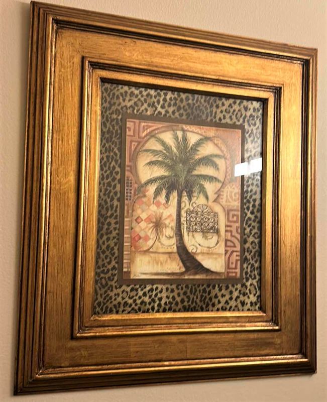 Photo 1 of WOOD FRAMED AGED GOLD “PALM TREE” BY TOMMY BAHAMA ARTWORK 27” x 31”