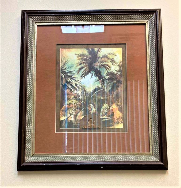 Photo 1 of WOOD FRAMED TOMMY BAHAMAS “TROPICAL” ARTWORK 25.5 X 28”