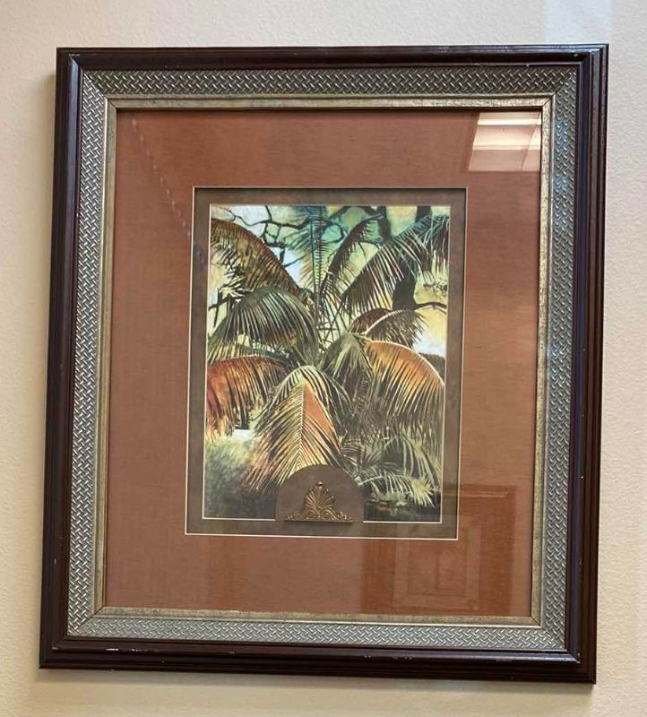 Photo 1 of WOOD FRAMED TOMMY BAHAMAS “TROPICAL” ARTWORK 25.5 X 28”