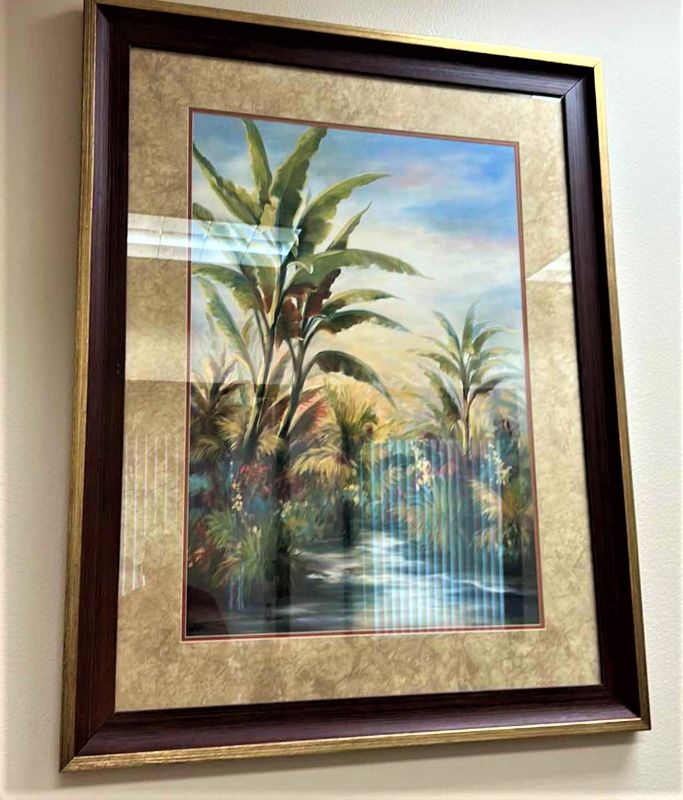 Photo 1 of WOOD FRAMED “TROPICAL” ARTWORK 35” x  45”