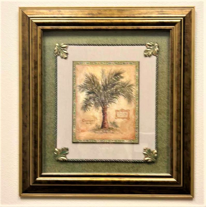 Photo 1 of GOLD TONED FRAMED DIMENSIONAL SHADOW BOX "PALM TREE" ARTWORK 23” x 25”