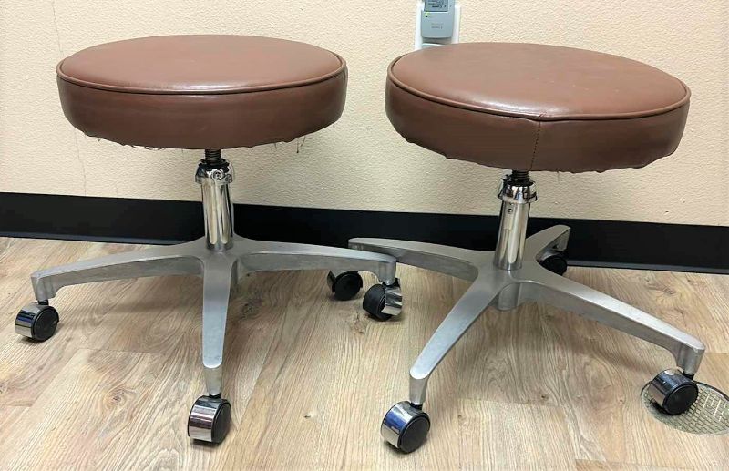 Photo 1 of 2 ADJUSTABLE ROLLING STOOLS