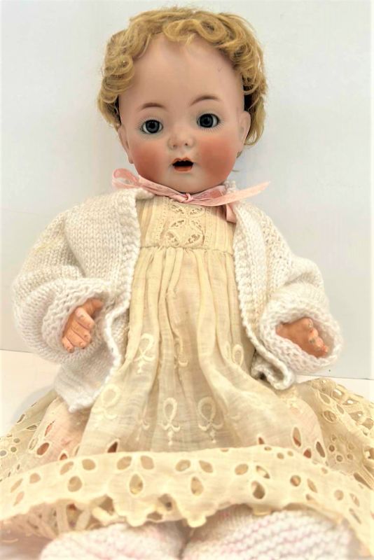 Photo 1 of ANTIQUE PORCELAIN BABY DOLL NUMBERED BY SIMON AND HALBIG 16”