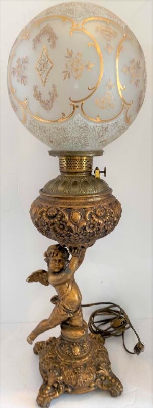 Photo 1 of ANTIQUE CHERUB LAMP H29”