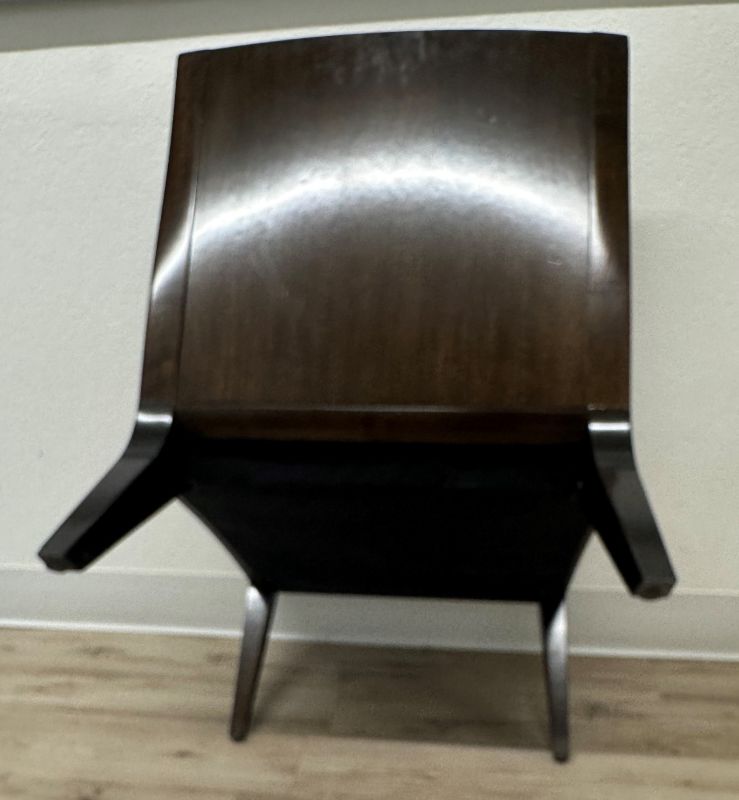 Photo 1 of CREAM LEATHER TUFTED ACCENT LOUNGE CHAIR W DARK BROWN WOOD TRIM