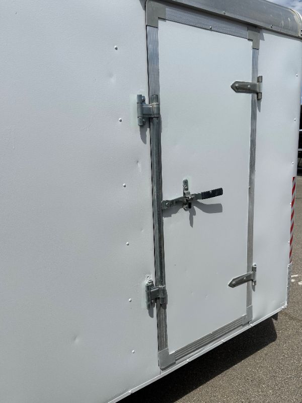 Photo 5 of 6' x 14' WHITE METAL ENCLOSED 2010 CARGO TRAILER W RAMP BACK GATE, SIDE DOOR. TIRES EXCELLENT CONDITION (SPARE TIRE INCLUDED) INTERIOR HEIGHT 75" - CLEAR TITLE