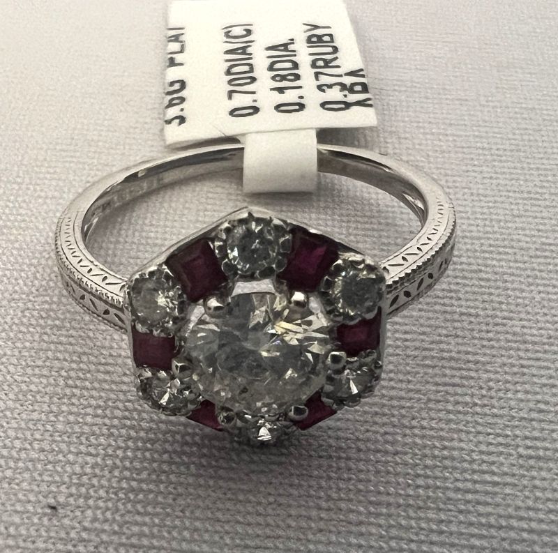 Photo 2 of PLATINUM RUBY & DIAMOND RING (APPROX SIZE 6.5)  RN030730