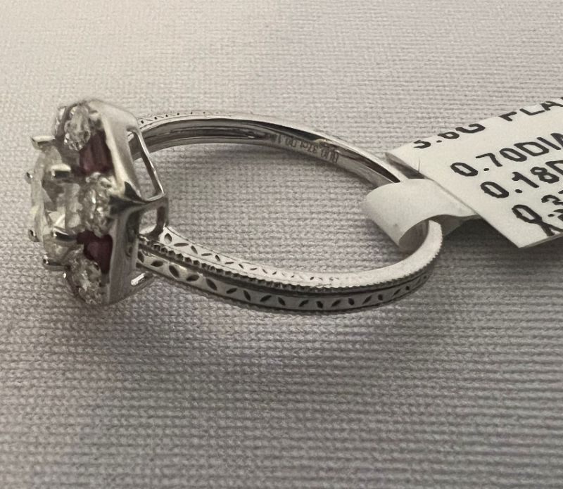 Photo 3 of PLATINUM RUBY & DIAMOND RING (APPROX SIZE 6.5)  RN030730