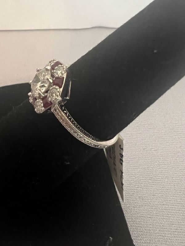 Photo 1 of PLATINUM RUBY & DIAMOND RING (APPROX SIZE 6.5)  RN030730