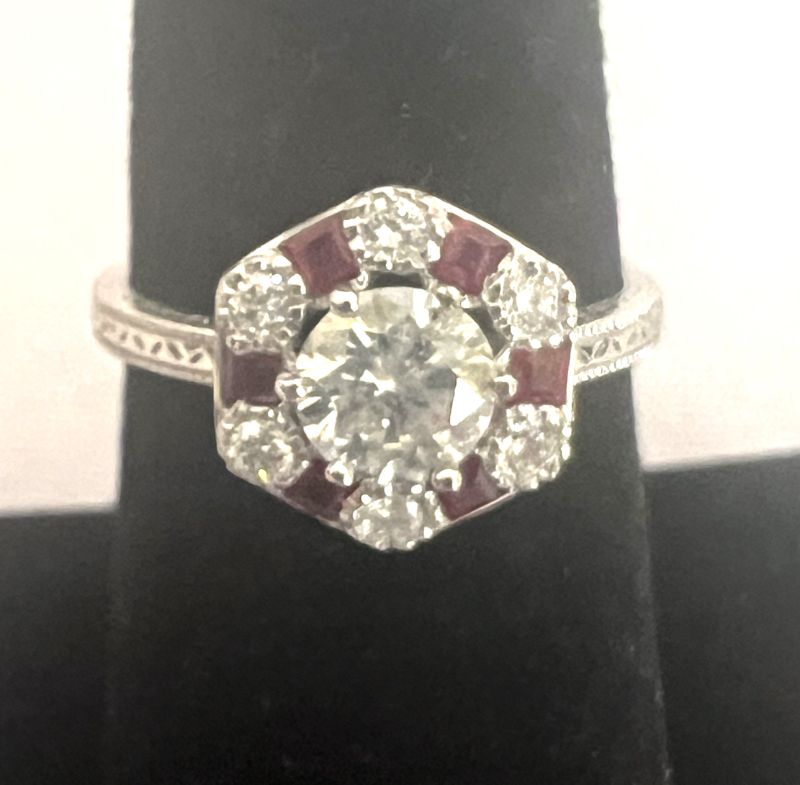 Photo 4 of PLATINUM RUBY & DIAMOND RING (APPROX SIZE 6.5)  RN030730