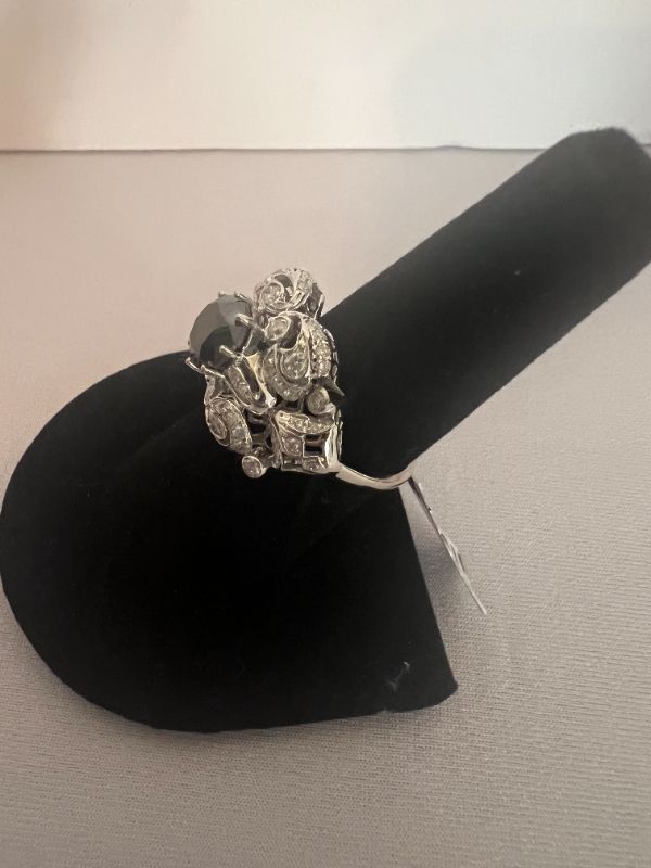 Photo 3 of PLATINUM CUSTOM MADE DIAMOND & BLACK DIAMOND RING (APPROX SIZE 6.5)  RN028177