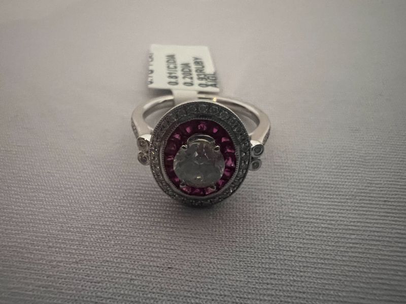 Photo 4 of PLATINUM RUBY & DIAMOND RING (APPROX SIZE 6)  RN026620
