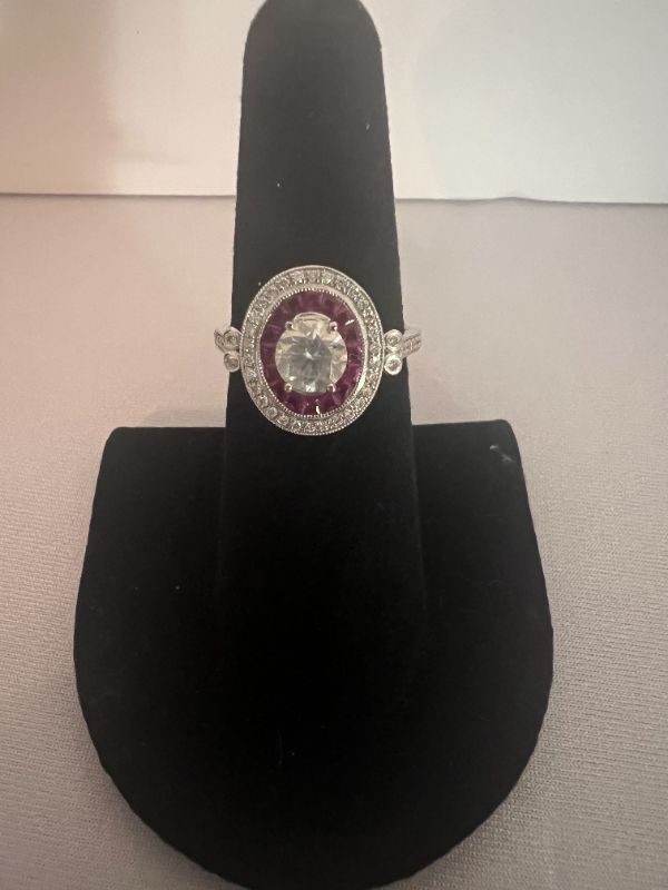Photo 1 of PLATINUM RUBY & DIAMOND RING (APPROX SIZE 6)  RN026620