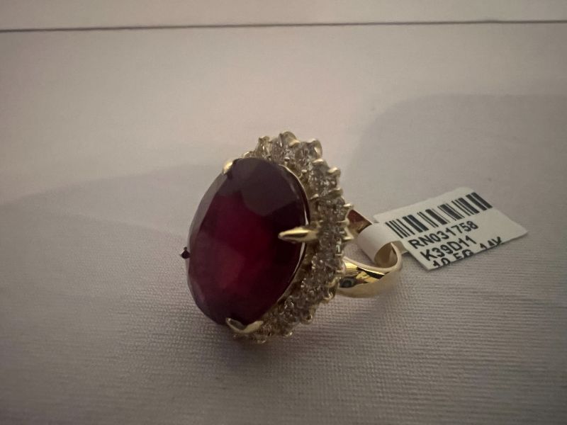 Photo 1 of 14K YELLOW GOLD COMPOSITE RUBY & DIAMOND RING (APPROX SIZE 6.5)  RN031758 