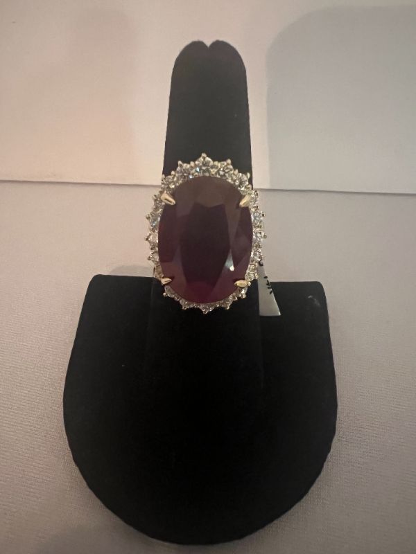 Photo 1 of 14K YELLOW GOLD COMPOSITE RUBY & DIAMOND RING (APPROX SIZE 6.5)  RN031758 