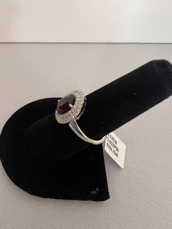 Photo 2 of PLATINUM SPINEL & DIAMOND RING (APPROX SIZE 6.5)  RN034802  