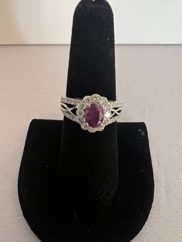 Photo 6 of PLATINUM KASHMIR SAPPHIRE & DIAMOND RING (APPROX SIZE 6.5)  RN034850 