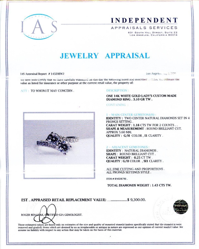 Photo 4 of 1.18ctw Diamond 14K White Gold Ring (1.43ctw Diamonds) (APPROX SIZE 6-7) RN028796
