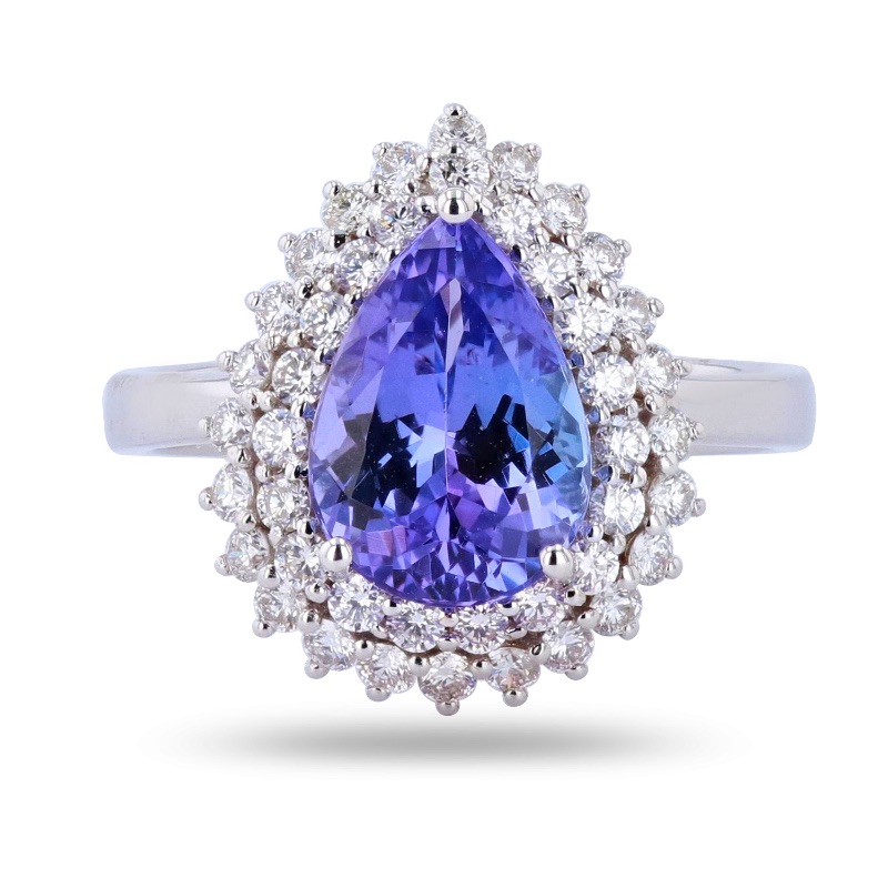 Photo 2 of 2.70ct Tanzanite and 0.71ctw Diamond 14K White Gold Ring W. MSRP CERTIFIED APPRAISAL (APPROX SIZE 6-7)  RN030276