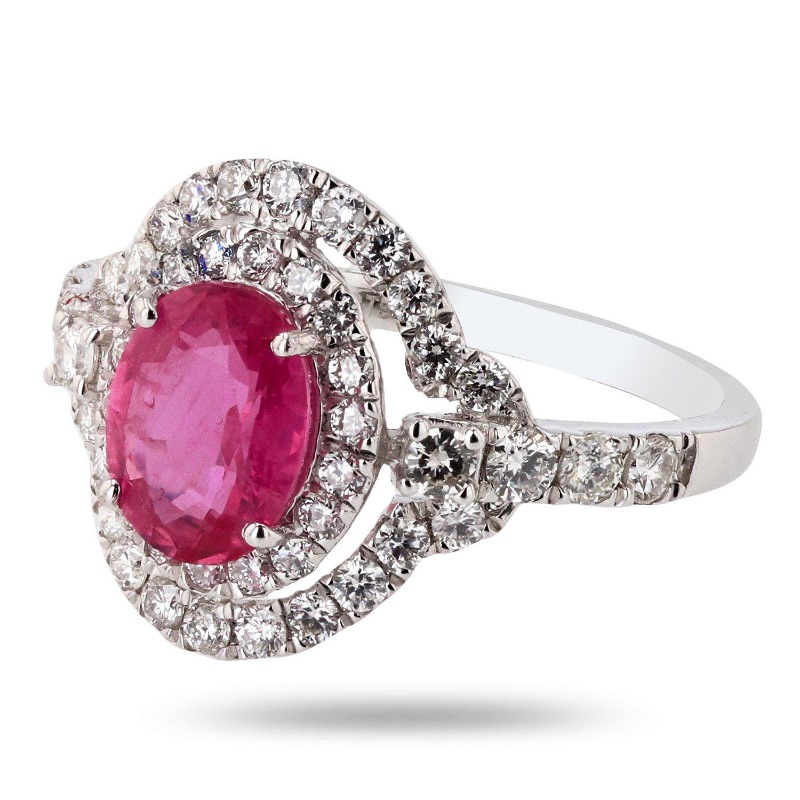 Photo 1 of 1.75ct Pink Sapphire and 0.76ctw Diamond Platinum Ring W. MSRP CERTIFIED APPRAISAL (Approx Size 6-7) RN025575