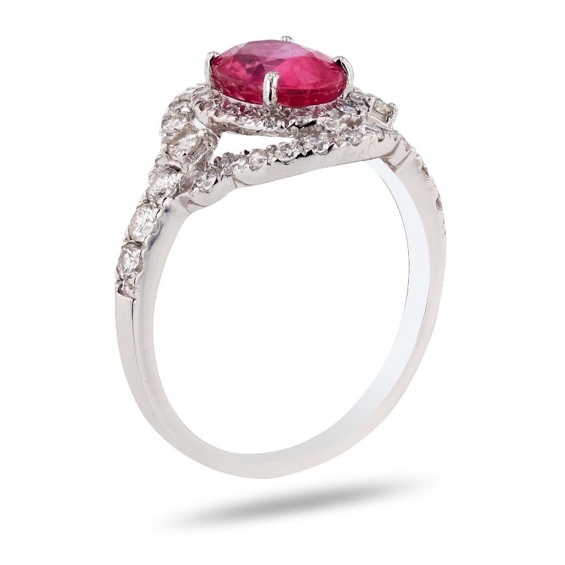 Photo 2 of 1.75ct Pink Sapphire and 0.76ctw Diamond Platinum Ring W. MSRP CERTIFIED APPRAISAL (Approx Size 6-7) RN025575