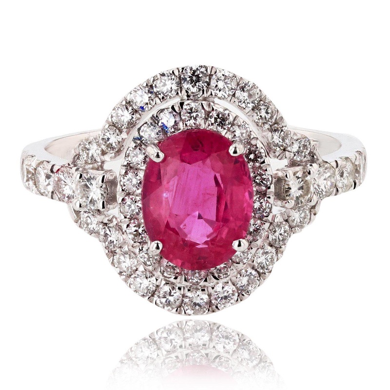 Photo 3 of 1.75ct Pink Sapphire and 0.76ctw Diamond Platinum Ring W. MSRP CERTIFIED APPRAISAL (Approx Size 6-7) RN025575