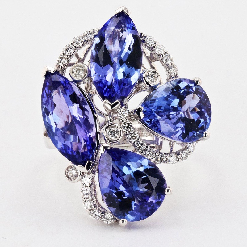 Photo 2 of 8.99ctw Tanzanite and 0.31ctw Diamond 18K White Gold Ring W MSRP CERTIFIED APPRAISAL  (APPROX SIZE 6-7)   RN029824