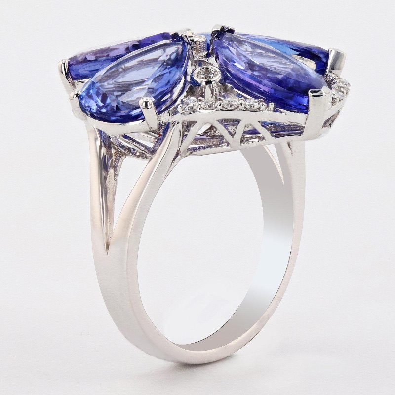 Photo 3 of 8.99ctw Tanzanite and 0.31ctw Diamond 18K White Gold Ring W MSRP CERTIFIED APPRAISAL  (APPROX SIZE 6-7)   RN029824