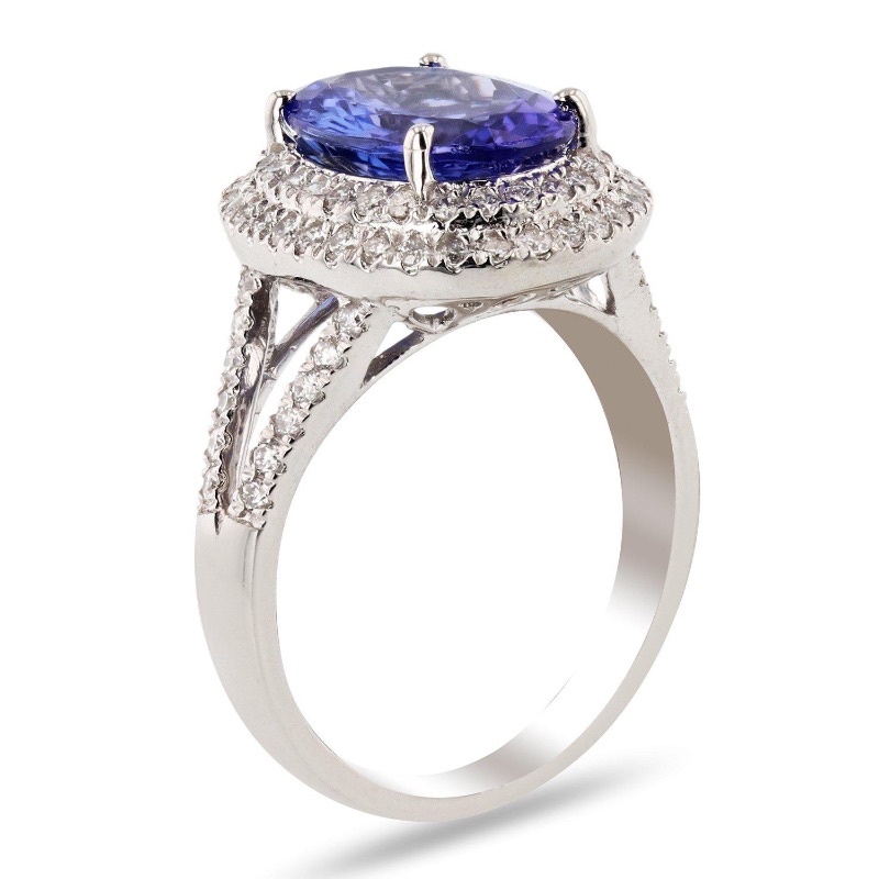 Photo 1 of 3.22ct Tanzanite and 0.66ctw Diamond Platinum Ring W MSRP CERTIFIED APPRAISAL. (APPROX SIZE 6-7)  RN028253