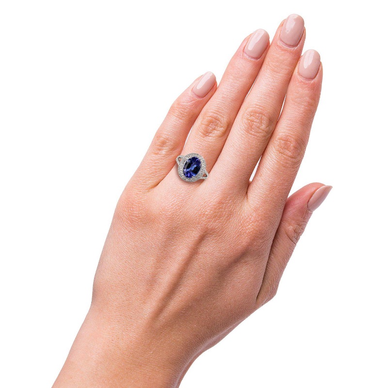 Photo 3 of 3.22ct Tanzanite and 0.66ctw Diamond Platinum Ring W MSRP CERTIFIED APPRAISAL. (APPROX SIZE 6-7)  RN028253