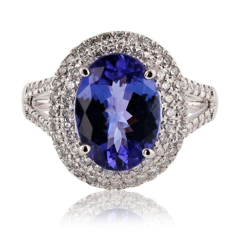 Photo 2 of 3.22ct Tanzanite and 0.66ctw Diamond Platinum Ring W MSRP CERTIFIED APPRAISAL. (APPROX SIZE 6-7)  RN028253