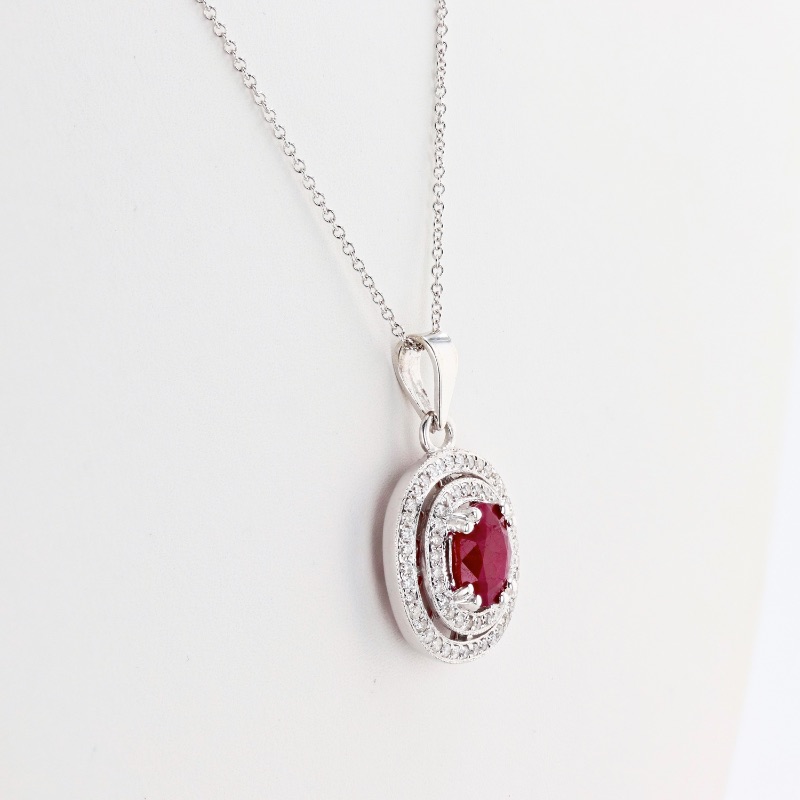 Photo 3 of 2.18ct Ruby and 0.39ctw Diamond 14K White Gold Pendant/Necklace W. MSRP CERTIFIED APPRAISAL. NK014265
