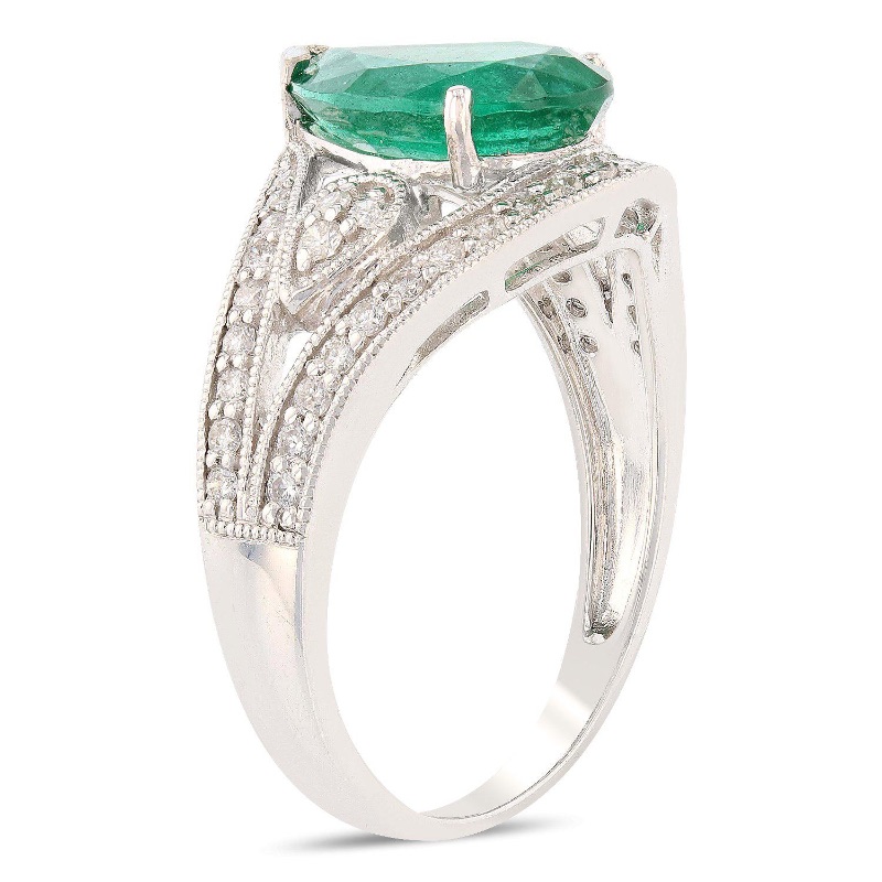 Photo 3 of 2.22ct Emerald and 0.35ctw Diamond Platinum Ring W MSRP CERTIFIED APPRAISAL  (APPROX SIZE 6-7)  RN024011