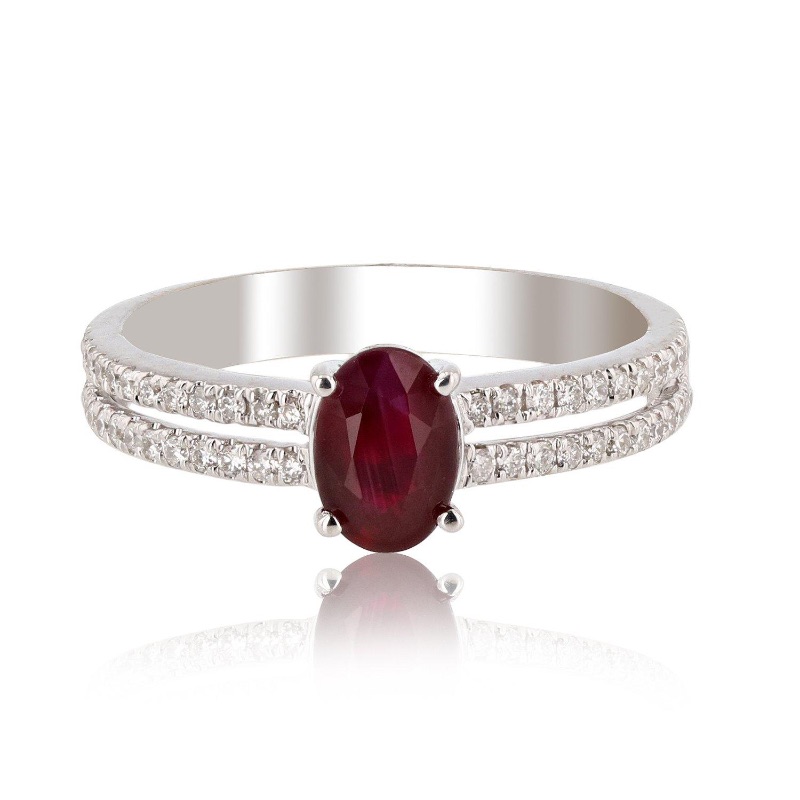 Photo 1 of 1.10ct UNHEATED Ruby and 0.24ctw Diamond 14K White Gold Ring (GIA CERTIFIED) (APPROX SIZE 6-7)   RN026892