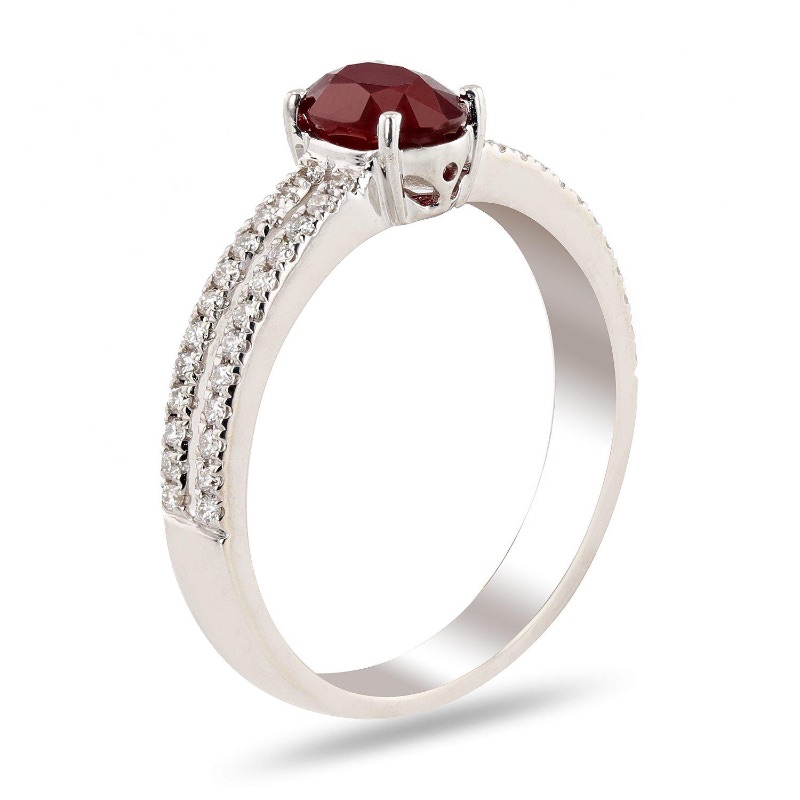 Photo 2 of 1.10ct UNHEATED Ruby and 0.24ctw Diamond 14K White Gold Ring (GIA CERTIFIED) (APPROX SIZE 6-7)   RN026892