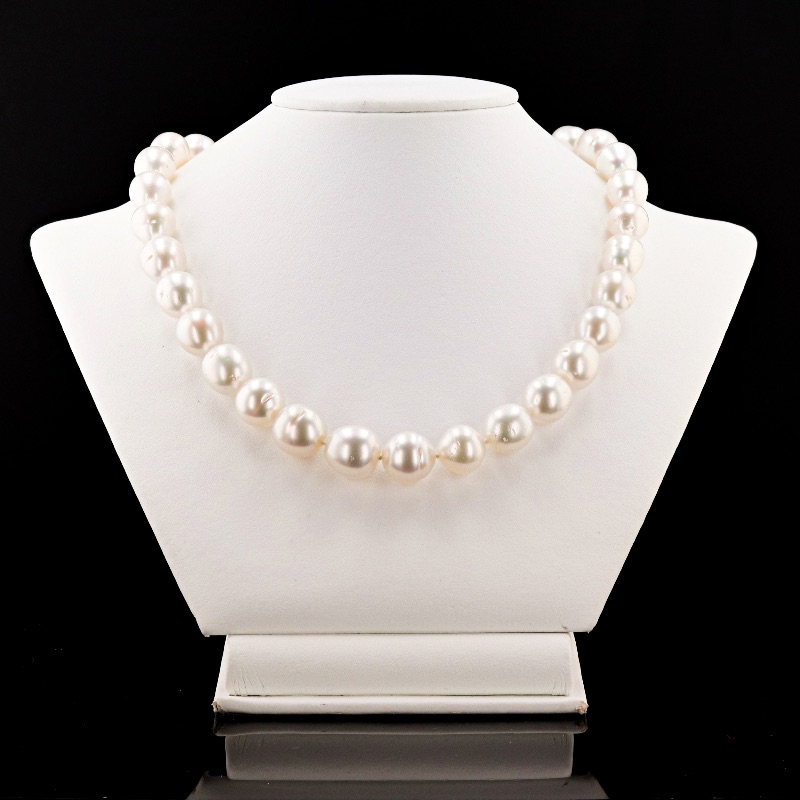 Photo 1 of 10mm to 13mm White South Sea Pearl 14K White Gold Necklace W MSRP CERTIFIED APPRAISAL   NK014694