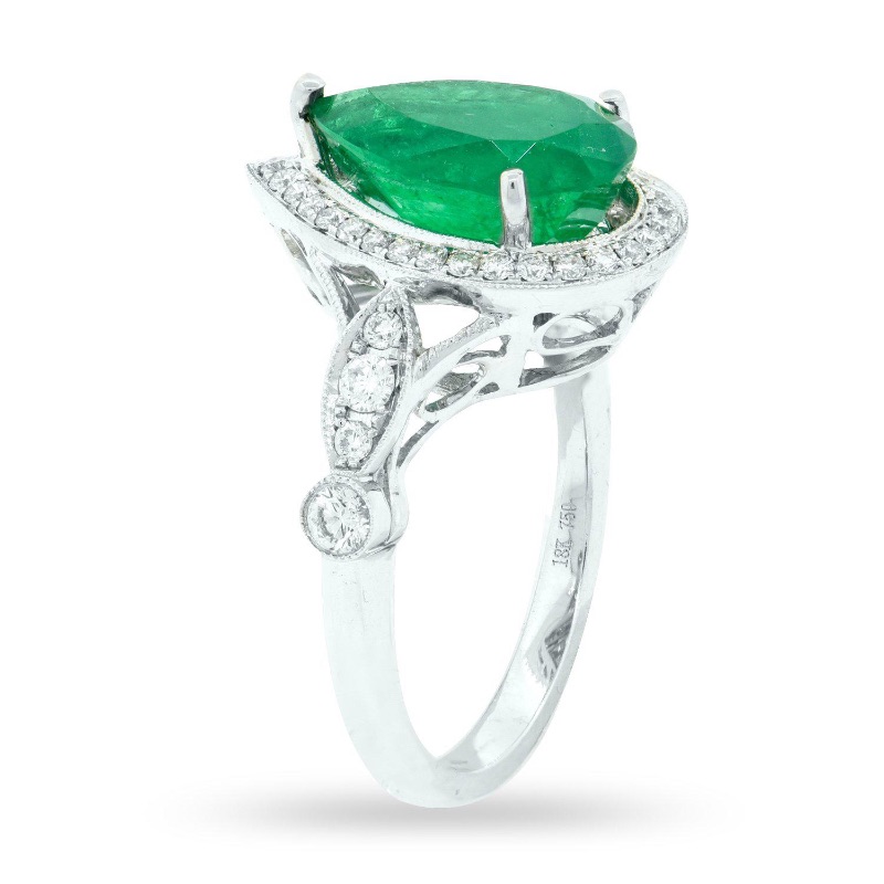 Photo 2 of 3.94ct Emerald and 0.53ctw Diamond 18K White Gold Ring w. MSRP Appraisal. RN020680