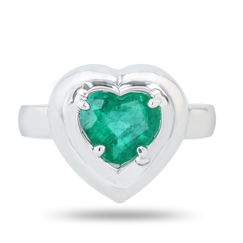 Photo 3 of 1.49ct Heart Shaped Emerald 14K White Gold Ring W MSRP APPRAISAL (APPROX. SIZE 6-7)  RN034631