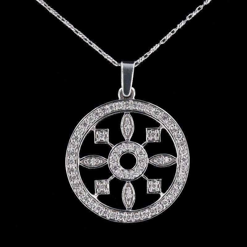 Photo 3 of 0.54ctw Diamond 14K White Gold Pendant/Necklace W. MSRP APPRAISAL  NK011159