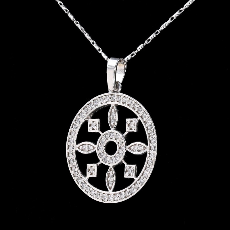 Photo 2 of 0.54ctw Diamond 14K White Gold Pendant/Necklace W. MSRP APPRAISAL  NK011159