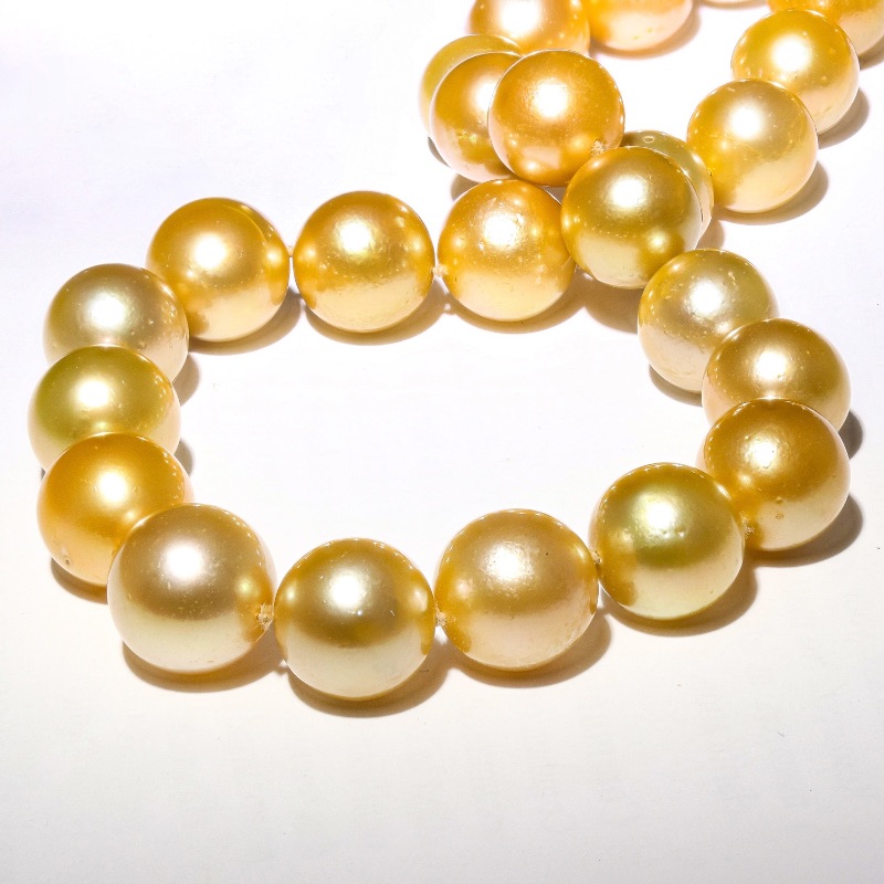 Photo 3 of 12MM to 14MM GOLDEN South Sea Cultured Pearl Necklace with 14K Yellow Gold Clasp (GIA CERTIFIED) W. MSRP Appraisal  NK015815