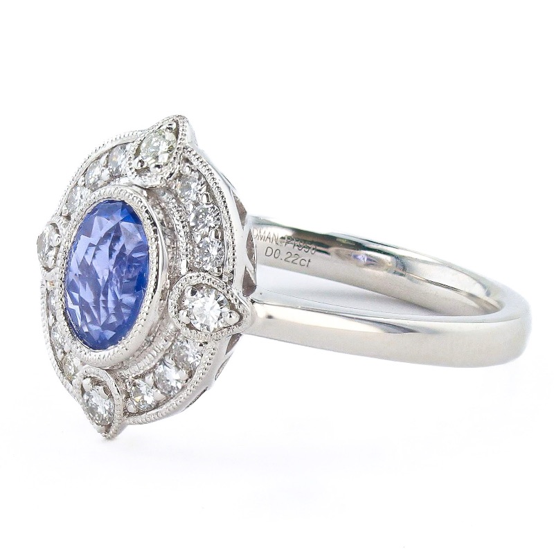 Photo 2 of 1.20ct UNHEATED Blue Sapphire and 0.22ctw Diamond Platinum Ring (GIA CERTIFIED) W. MSRP Appraisal  (APPROX. SIZE 6-7) RN036837